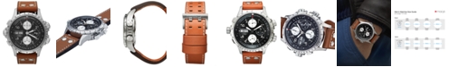 Hamilton Watch, Men's Swiss Automatic Chronograph Khaki X-Wind Brown Leather Strap 44mm H77616533